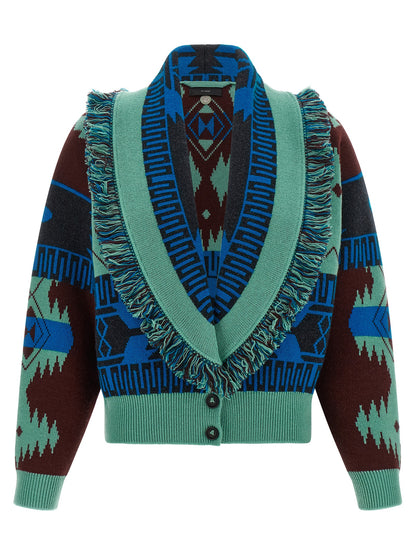 Alanui Blue Virgin Wool Cardigan