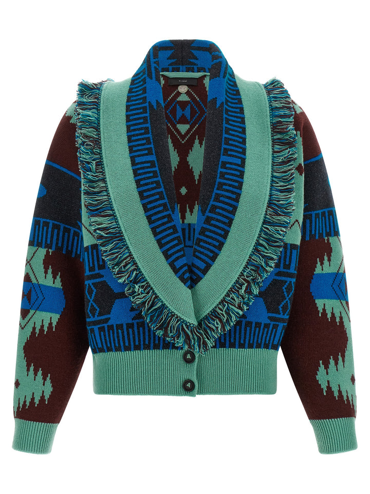 Alanui Blue Virgin Wool Cardigan
