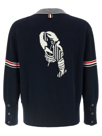 Thom Browne Blue Cotton Cardigan
