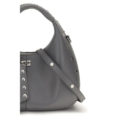 Ganni Gray Leather Shoulder Bag