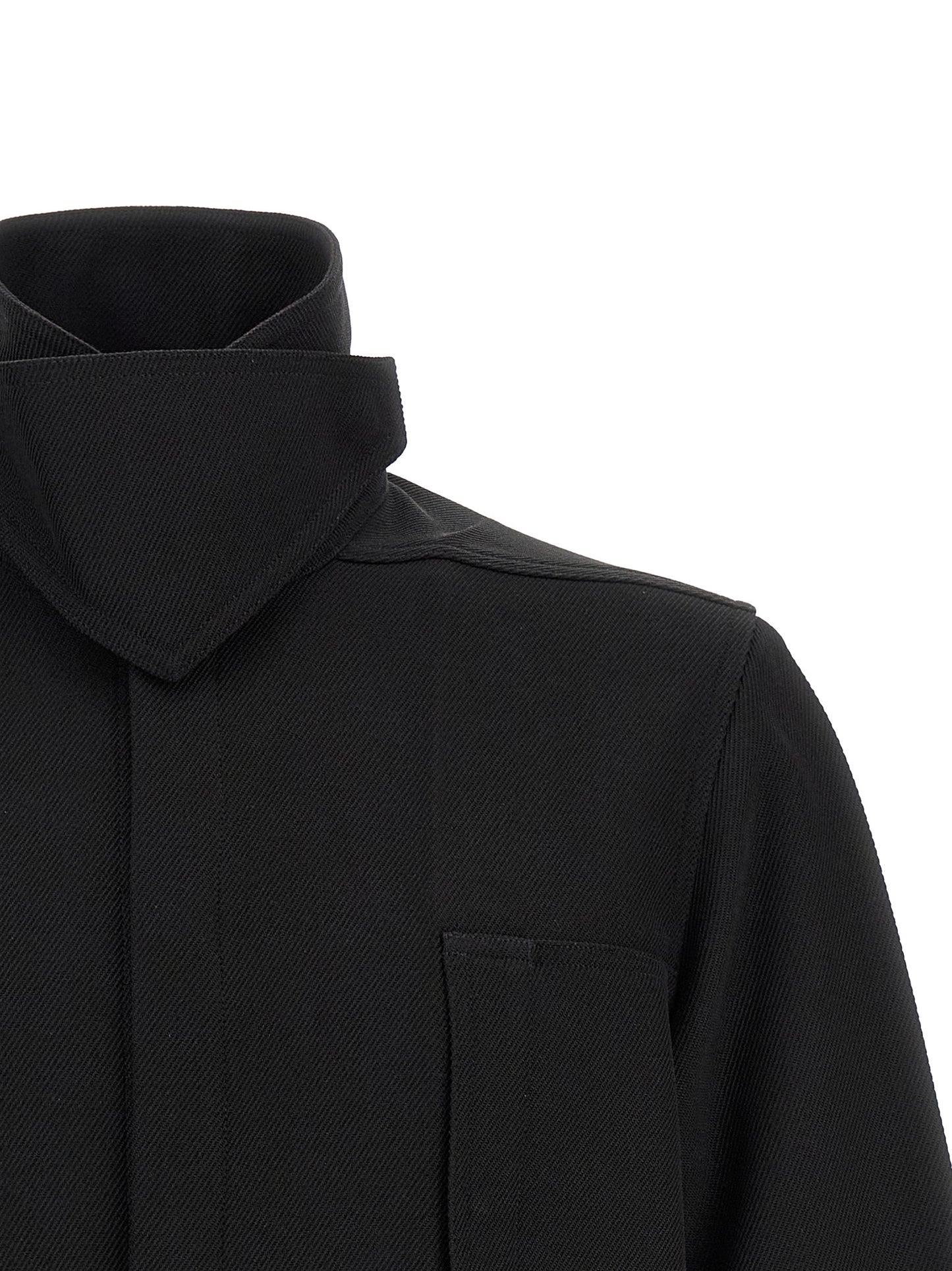 Rick Owens Black Cotton Full-Length Jacket