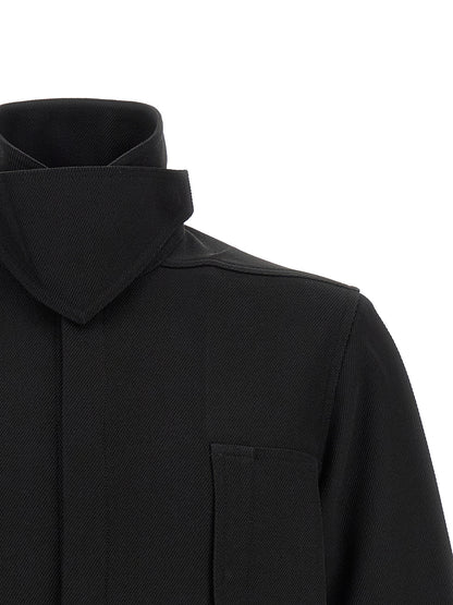 Rick Owens Black Cotton Full-Length Jacket