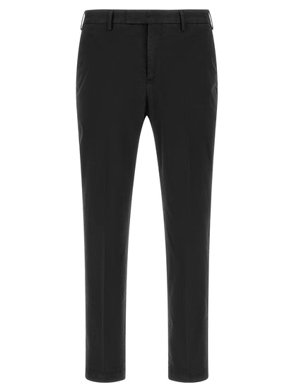 PT Torino Black Cotton Casual Pants