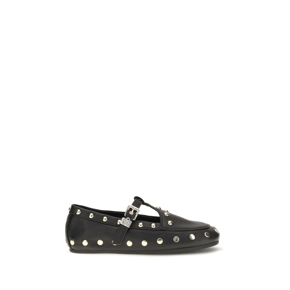 Ganni Black Recycled Polyester Ballet Flats