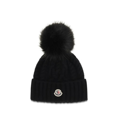 Moncler Black Wool Oves Aries Beanie