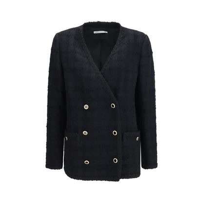 Alessandra Rich Black Cotton Full-Length Jacket
