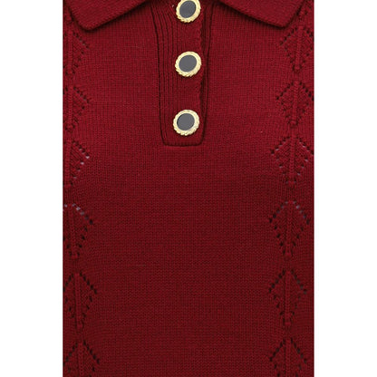 Alessandra Rich Bordeaux Wool Oves Aries Shortsleeve Shirt