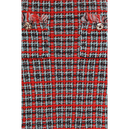 Self-Portrait Red Cotton Midi Skirt