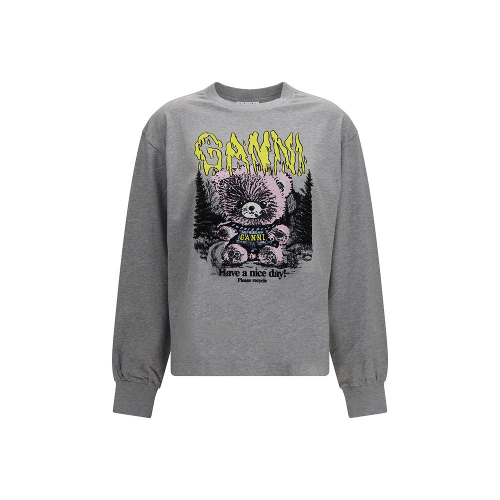 Ganni Gray Cotton Sweatshirt