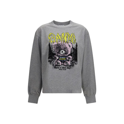 Ganni Gray Cotton Sweatshirt