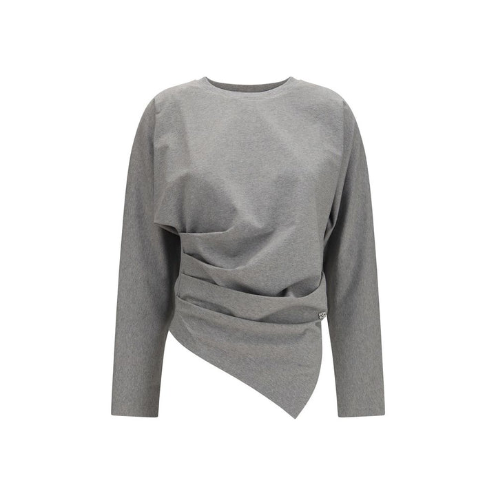 Ganni Gray Cotton Long Sleeve T-Shirt