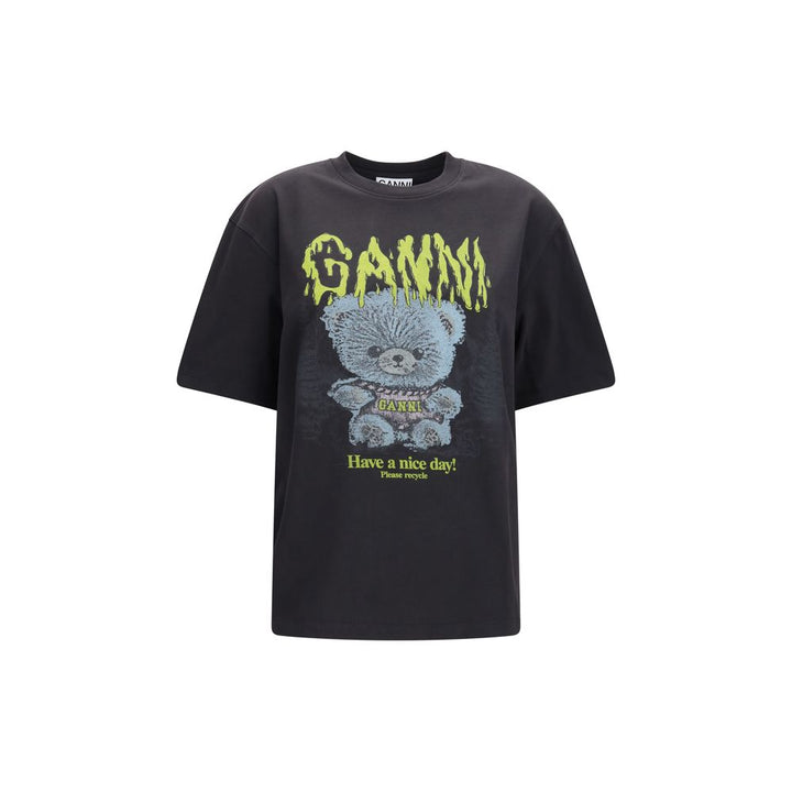 Ganni Gray Cotton T-Shirt