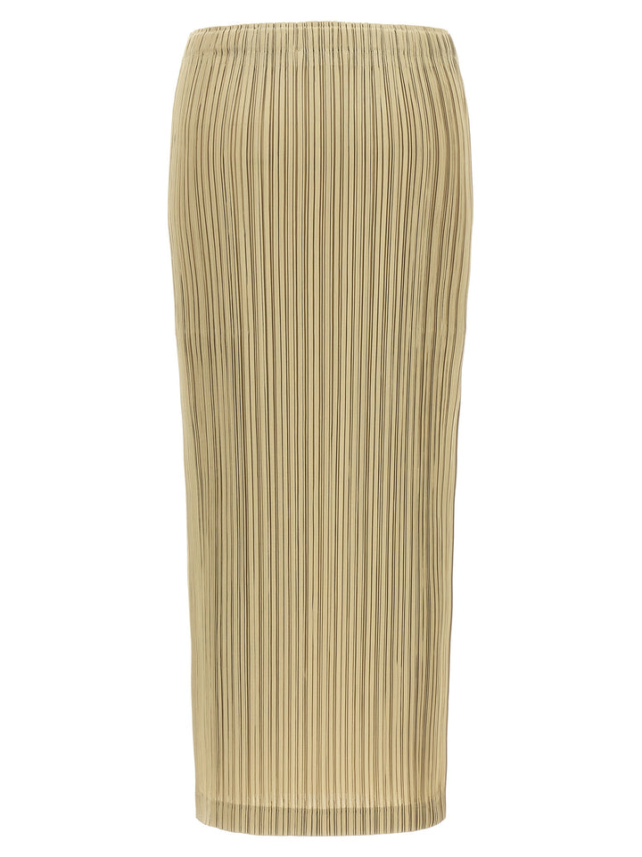 PLEATS PLEASE ISSEY MIYAKE Beige Polyester Midi Skirt