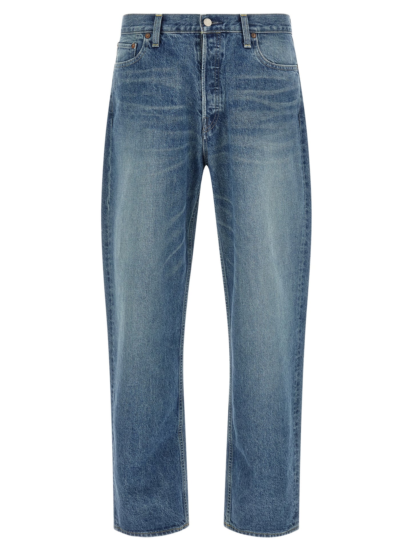 SSSTEIN Blue Cotton Tapered Jeans