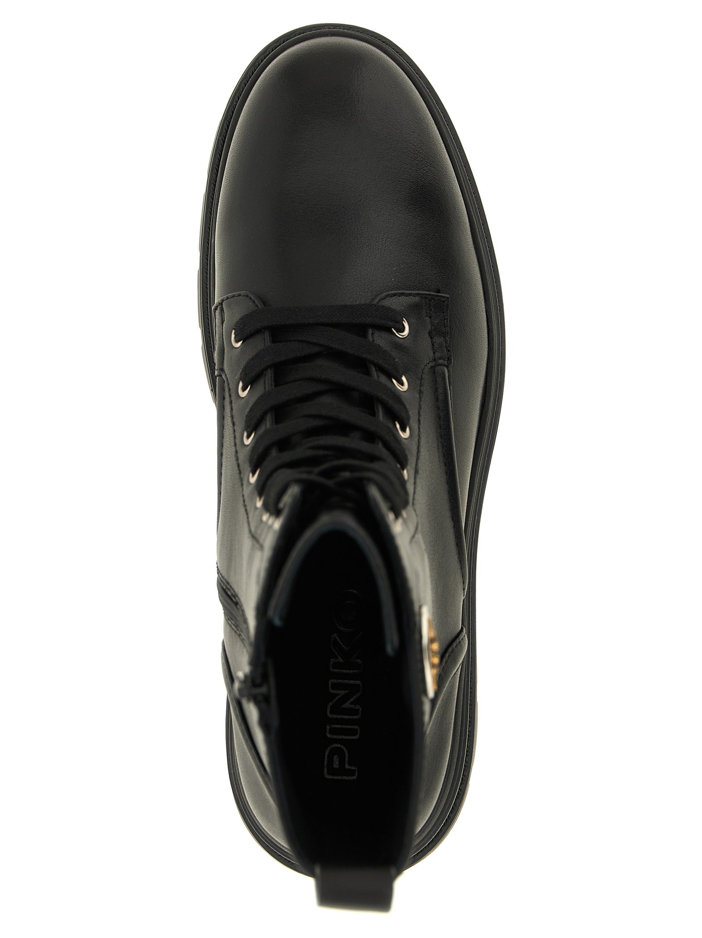 PINKO Black Cowhide Lace-Up Boots