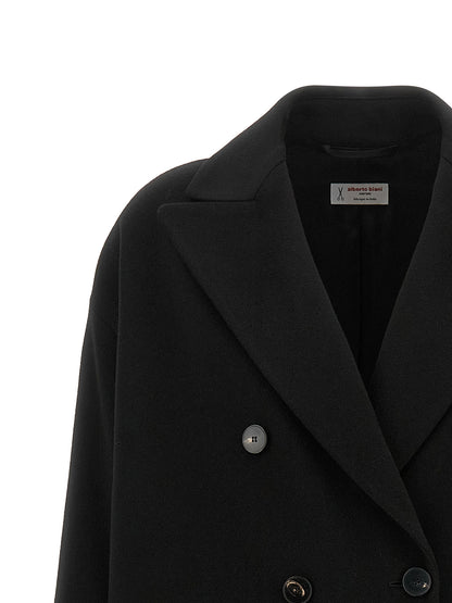 Alberto Biani Black Wool Coat