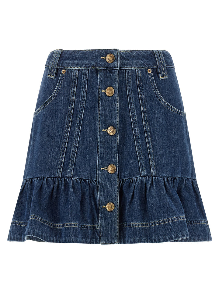 FARM RIO Blue Cotton Long Skirt