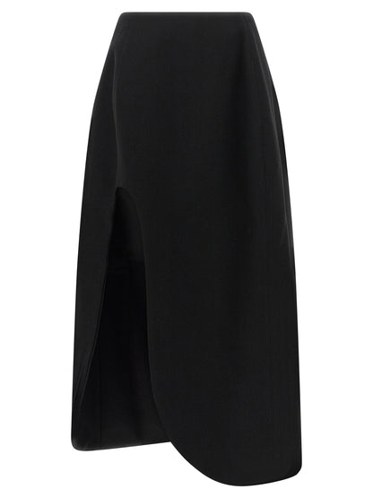 Jil Sander Black Virgin Wool Midi Skirt