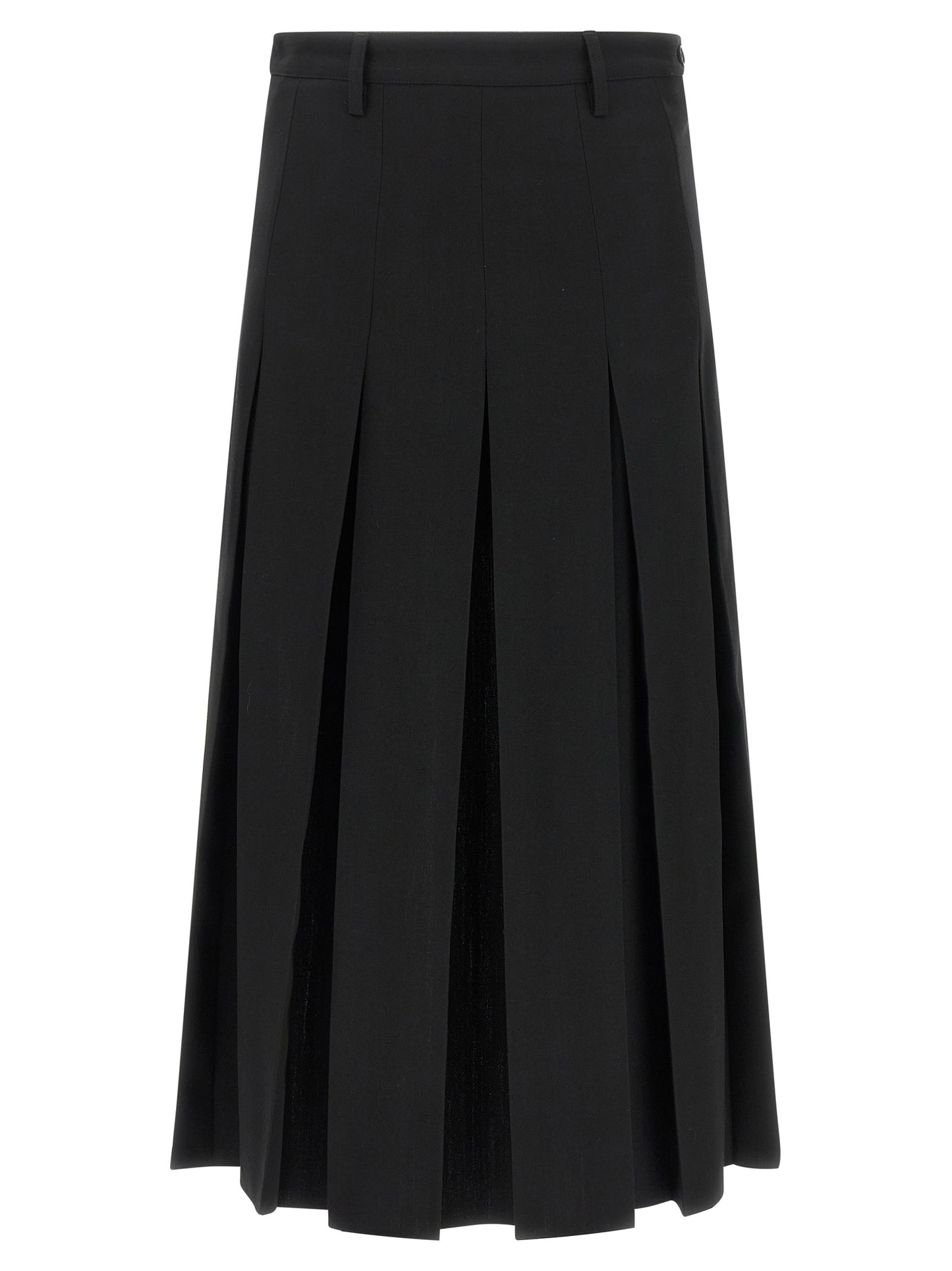 MM6 Maison Margiela Black Polyester Midi Skirt