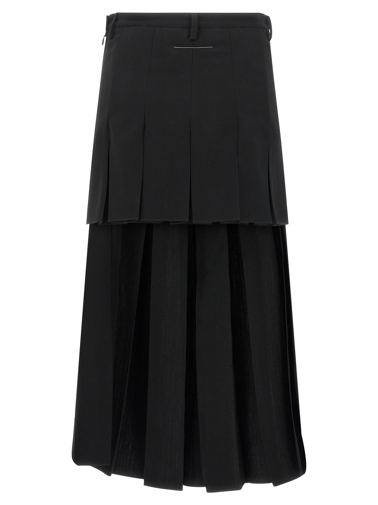 MM6 Maison Margiela Black Polyester Midi Skirt