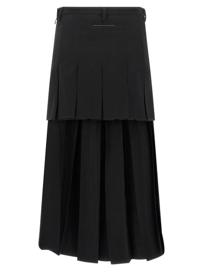 MM6 Maison Margiela Black Polyester Midi Skirt