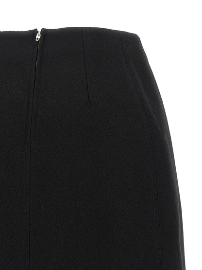 Jil Sander Black Virgin Wool Midi Skirt