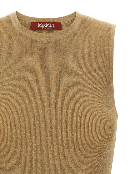 Max Mara Gold Polyamide Sleeveles T-Shirt
