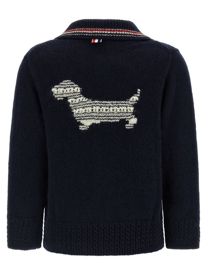 Thom Browne Blue Wool Cardigan