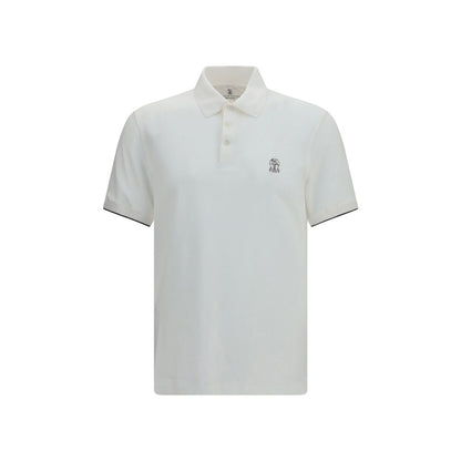 Brunello Cucinelli White Cotton Polo Shirt