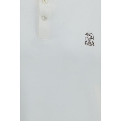 Brunello Cucinelli White Cotton Polo Shirt