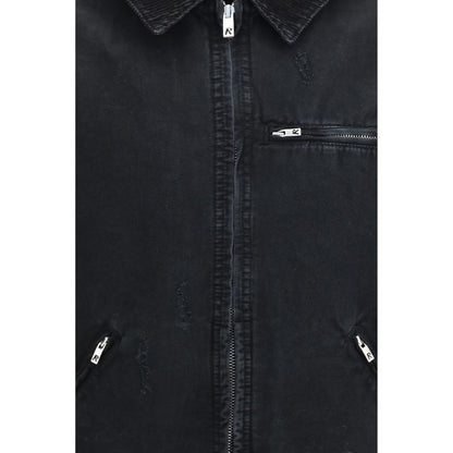 Represent Black Cotton Full-Length Jacket