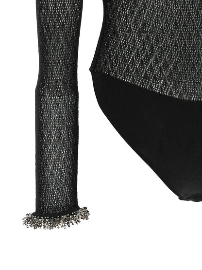Self-Portrait Black Viscose Tank Tops