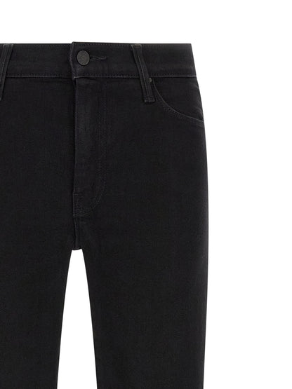 Mother Denim Black Cotton Flared Jeans