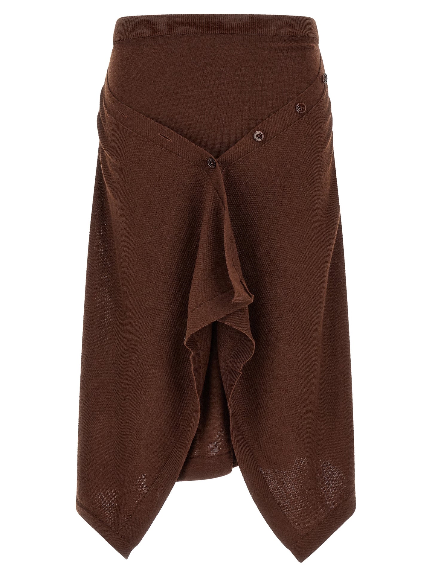 Lemaire Brown Wool Midi Skirt