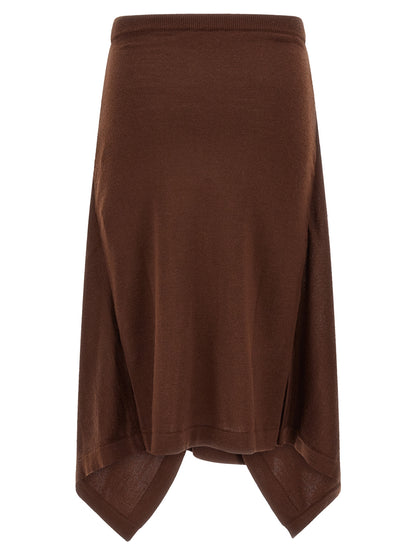 Lemaire Brown Wool Midi Skirt