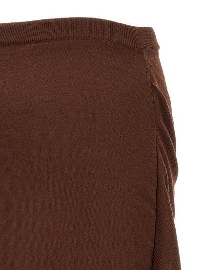 Lemaire Brown Wool Midi Skirt