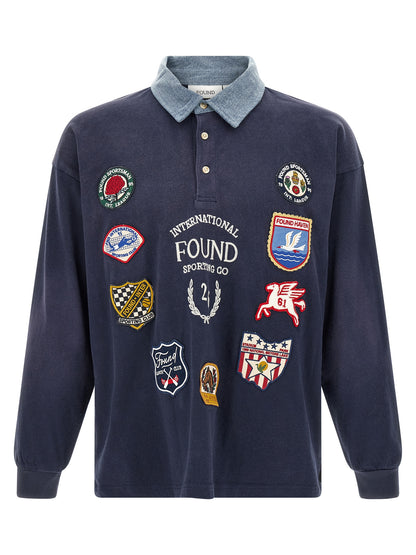 FOUND Blue Cotton Polo Shirt