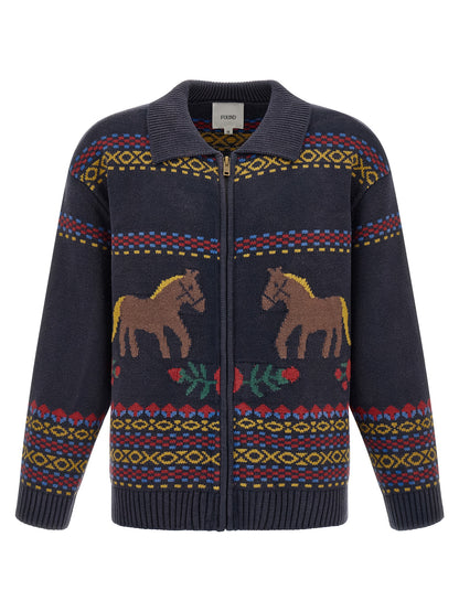 FOUND Blue Cotton Cardigan