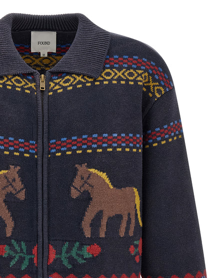 FOUND Blue Cotton Cardigan
