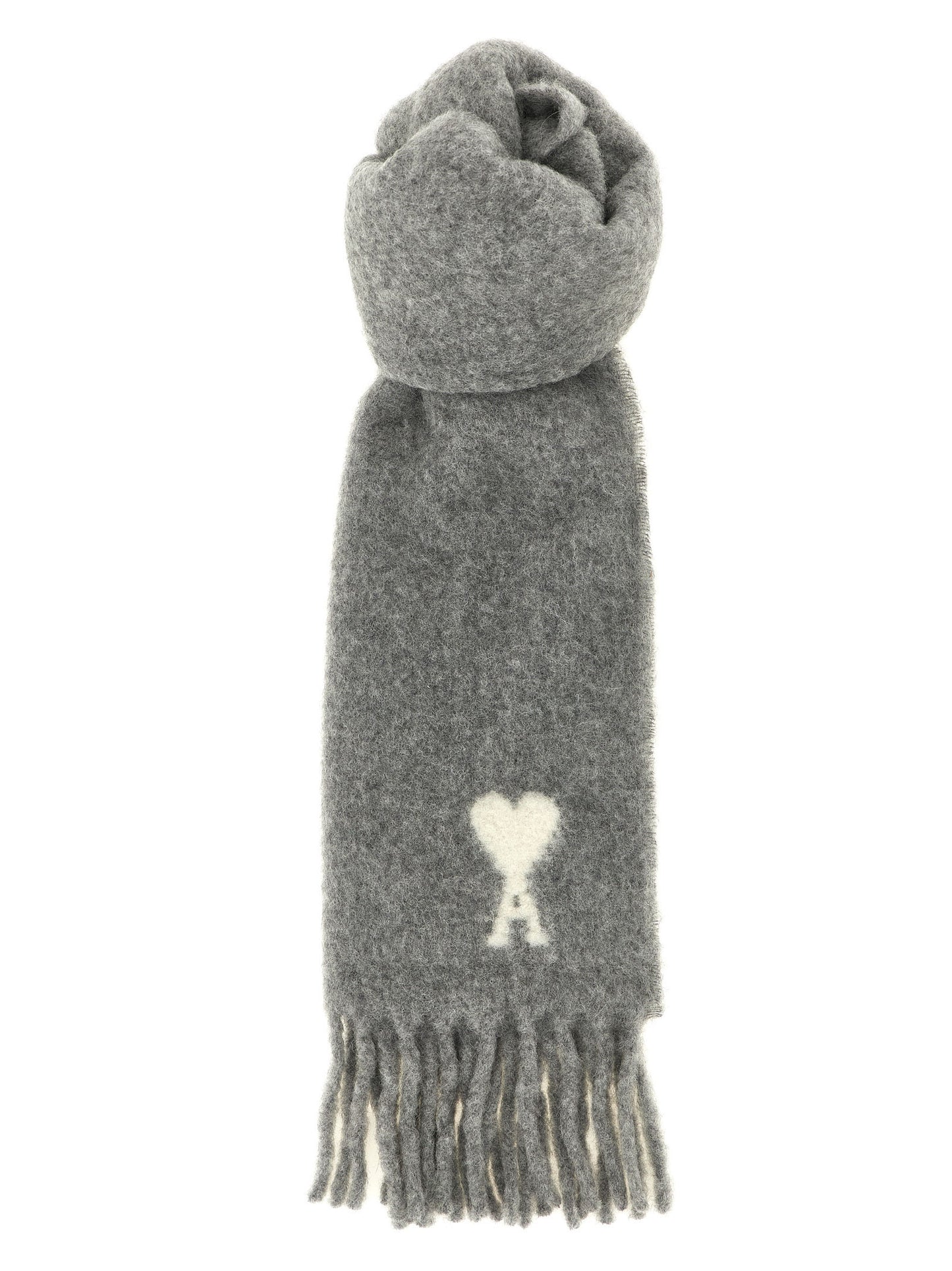 Ami Paris Gray Alpaca Leather Foulard