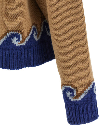 Alanui Beige Virgin Wool Cardigan