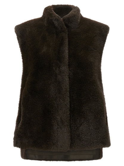 LOU ANDREA Brown Polyamide Sleeveless Jacket