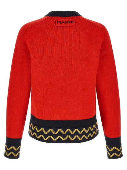 Marni Red Wool Cardigan