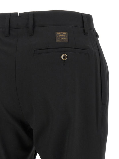 Incotex Black Polyester Dress Pants
