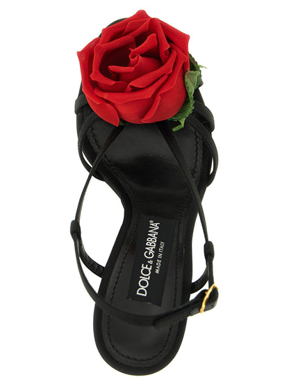 Dolce & Gabbana Black Viscose Stiletto Heel Sandals