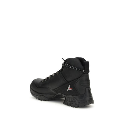 ROA Black Rubber Lace-Up Boots