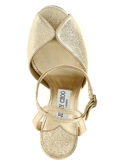Jimmy Choo Gold Goatskin Stiletto Heel Sandals