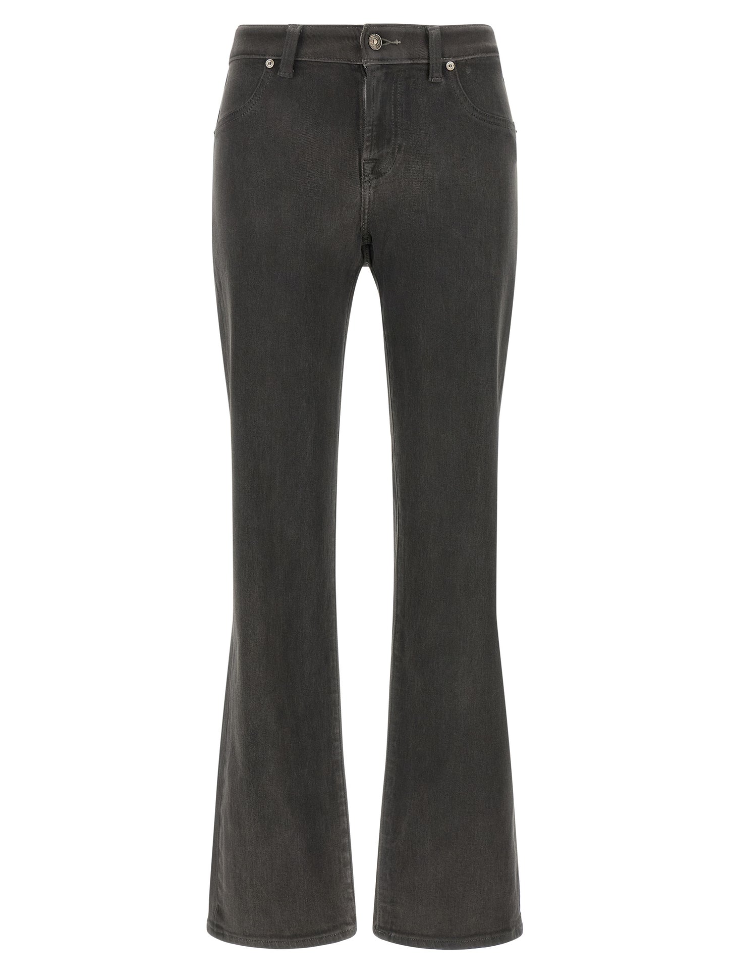 7 For All Mankind Gray Cotton Straight-Leg Jeans