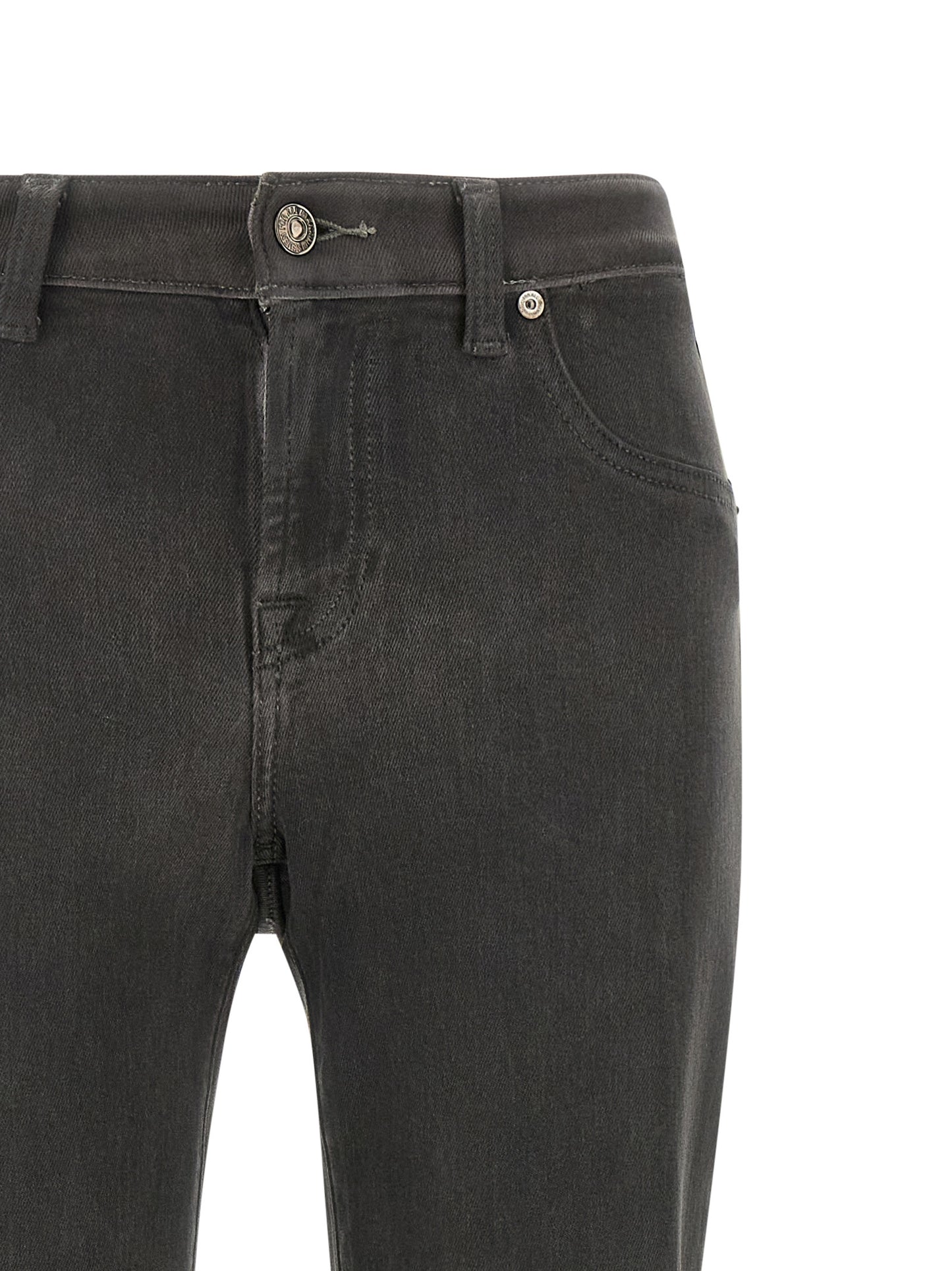 7 For All Mankind Gray Cotton Straight-Leg Jeans