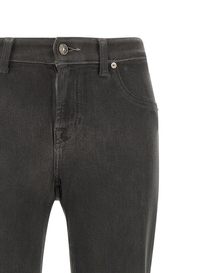 7 For All Mankind Gray Cotton Straight-Leg Jeans